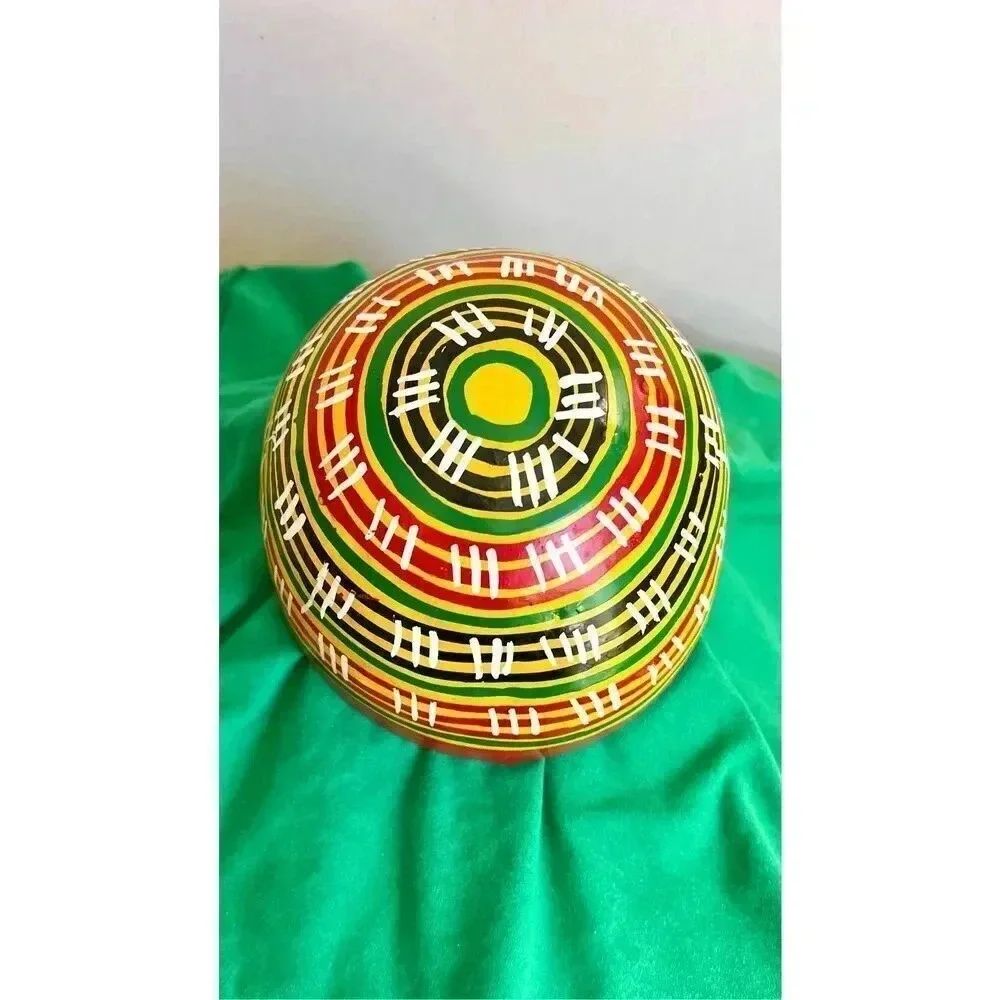 Vintage Set of 3 Wall Hanging Bowls Gourd Colorful handpainted Aztec Tribal Them